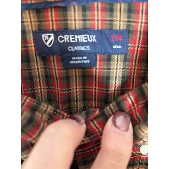Cremeux Classics Men's Button-Up Plaid Long Sleeve Cotton Shirt Size 2XB - Picture 4 of 9